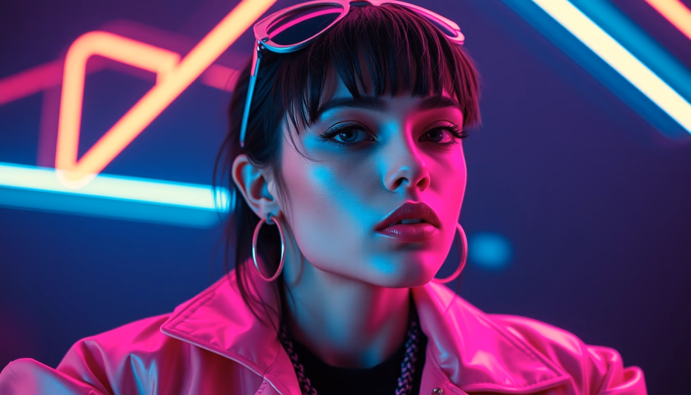 vaporwave aesthetic neon in editorial style