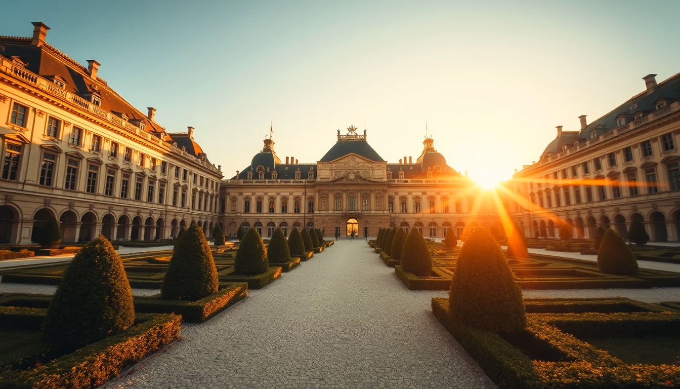 versailles palace gardens in editorial style
