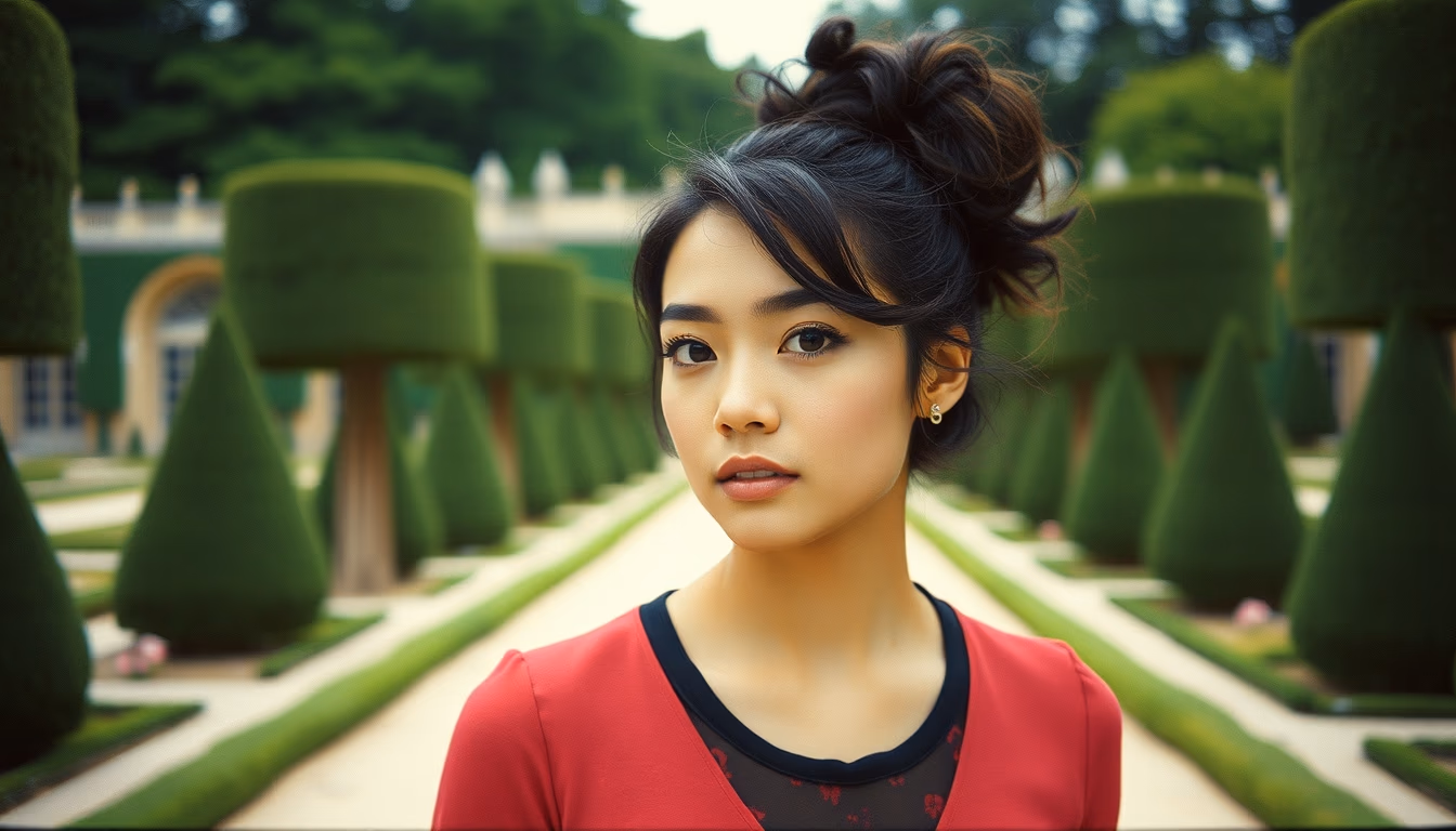 versailles palace gardens in editorial style