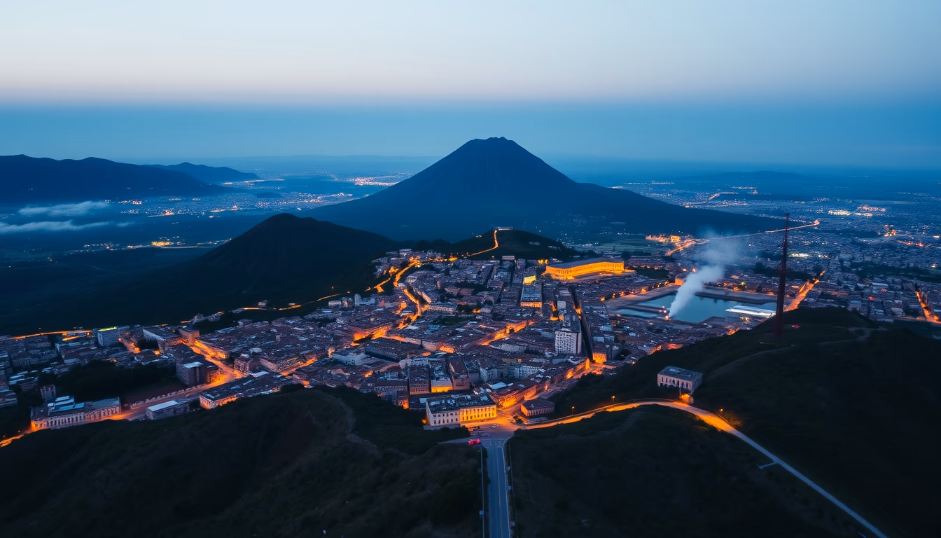 vesuvius pompeii view in editorial style