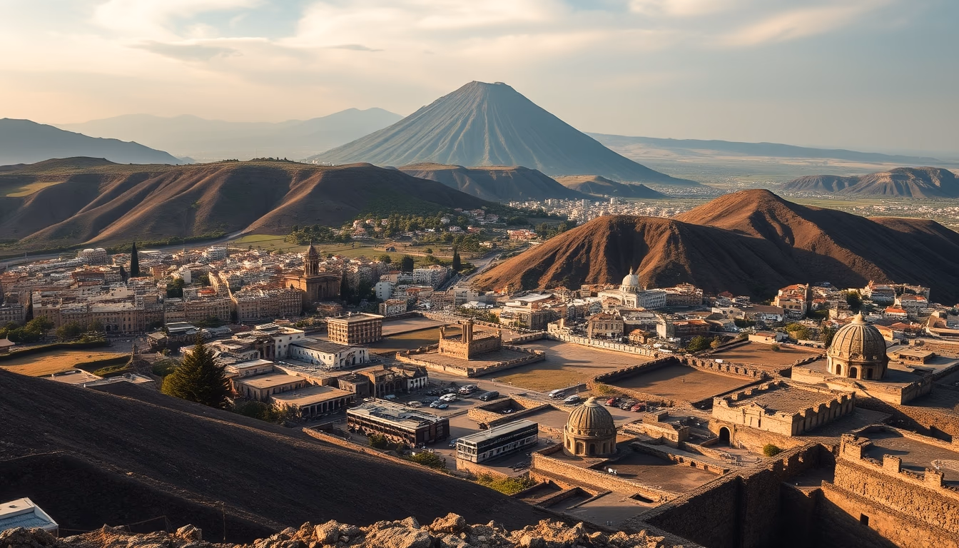 vesuvius pompeii view in editorial style