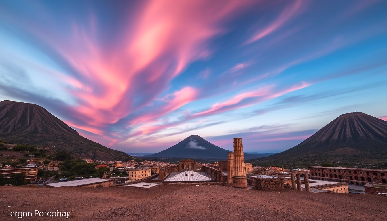 vesuvius pompeii view in editorial style