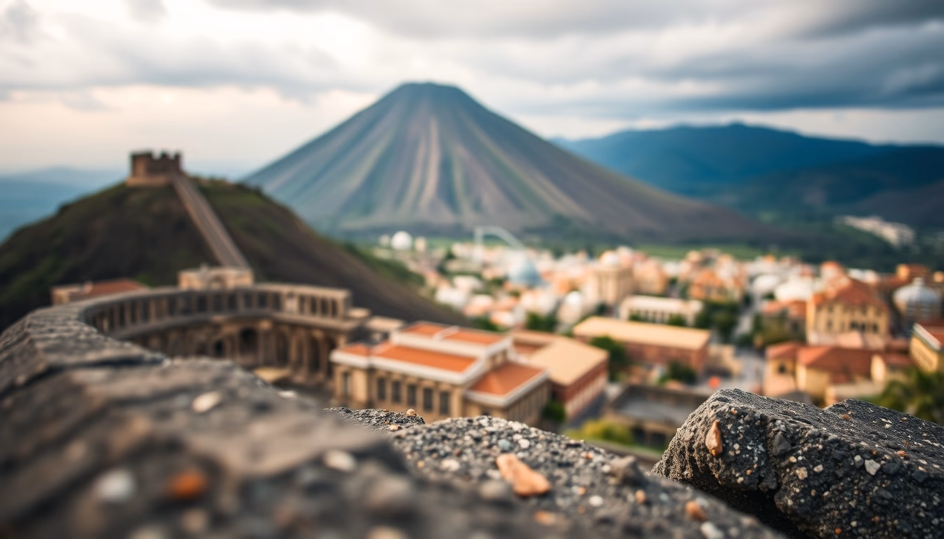 vesuvius pompeii view in editorial style