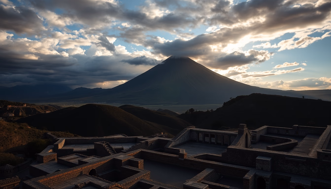 vesuvius pompeii view in editorial style