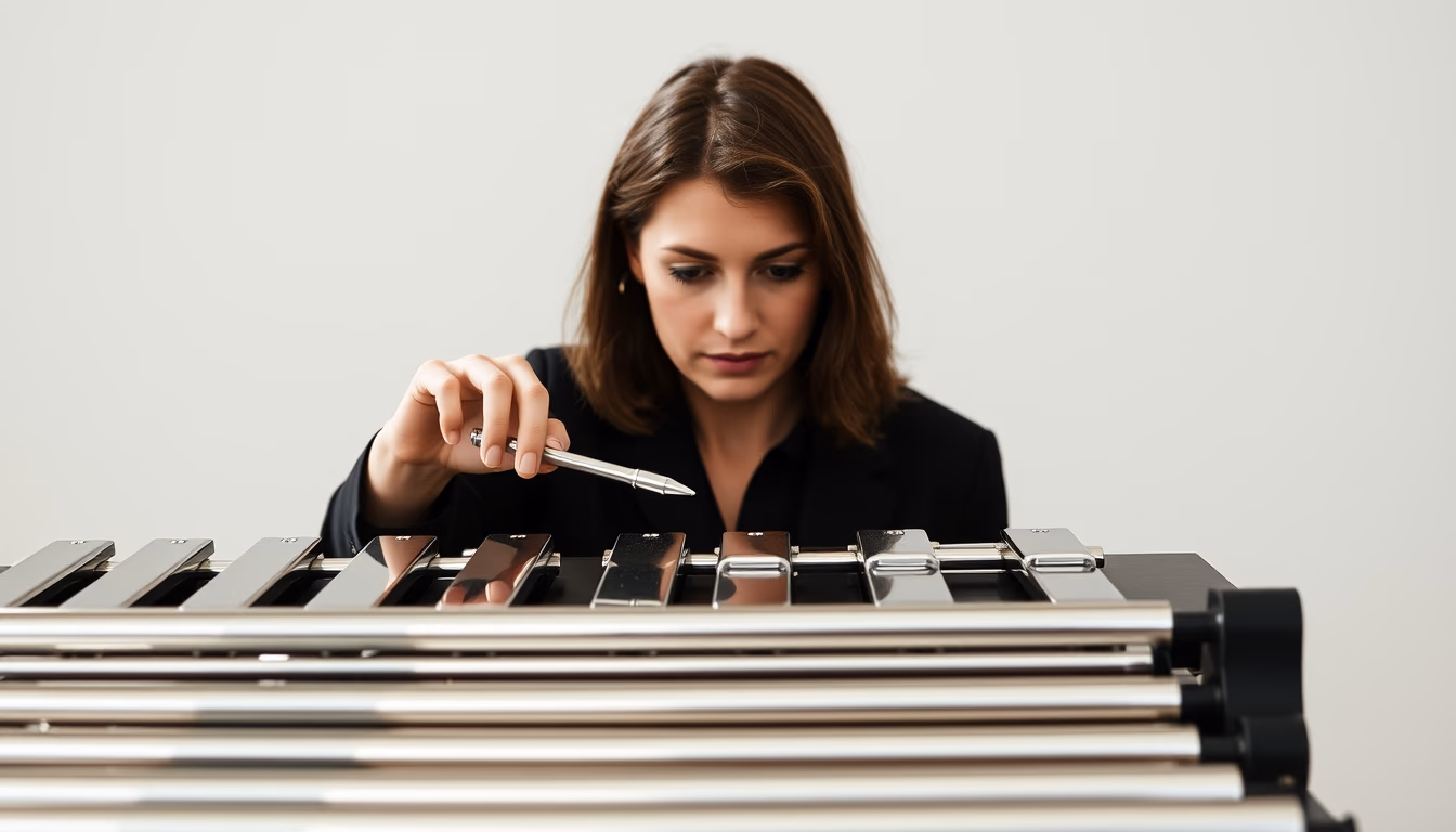 vibraphone metallic bars in editorial style