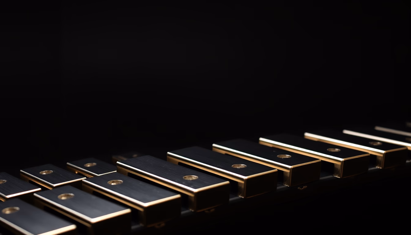 vibraphone metallic bars in editorial style