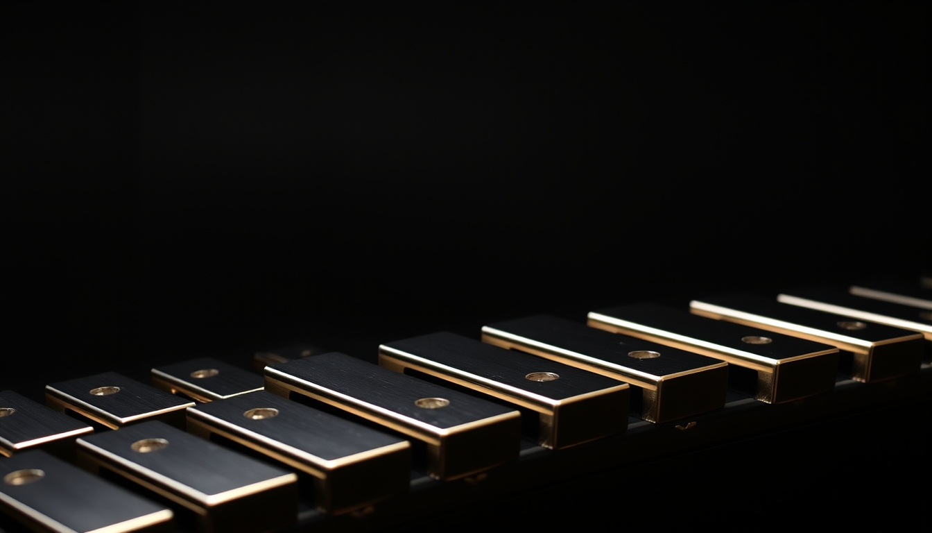 vibraphone metallic bars in editorial style