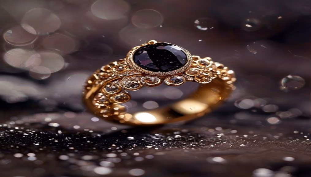 victorian mourning ring jet in luxury editorial photography