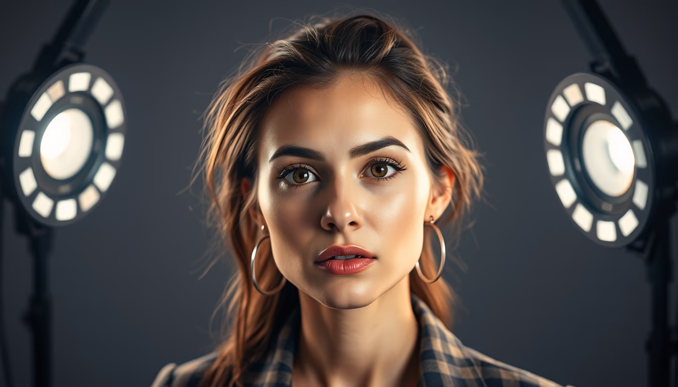 video call setup ring light in editorial style