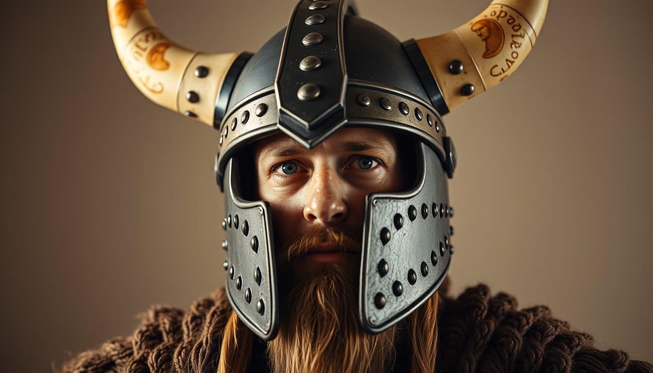 viking helmet replica in editorial style
