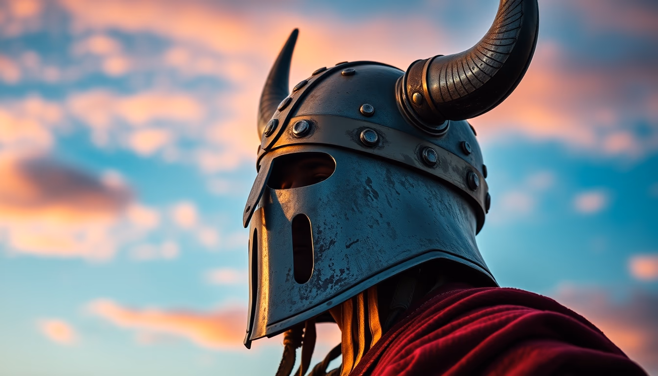 viking helmet replica in editorial style