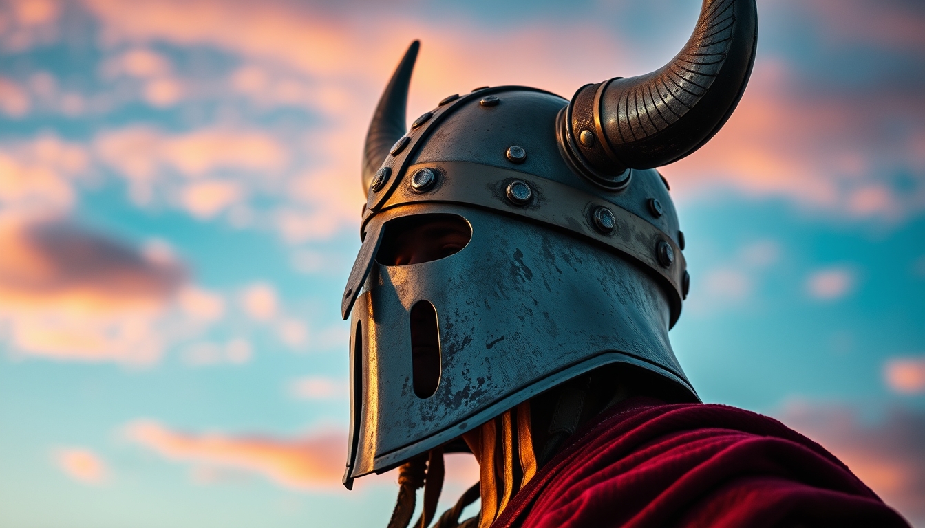 viking helmet replica in editorial style