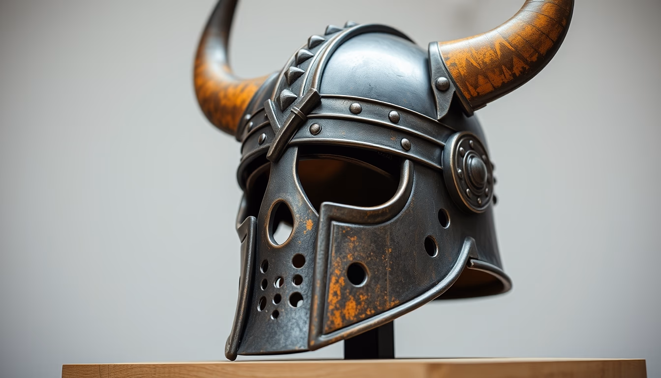 viking helmet replica in editorial style