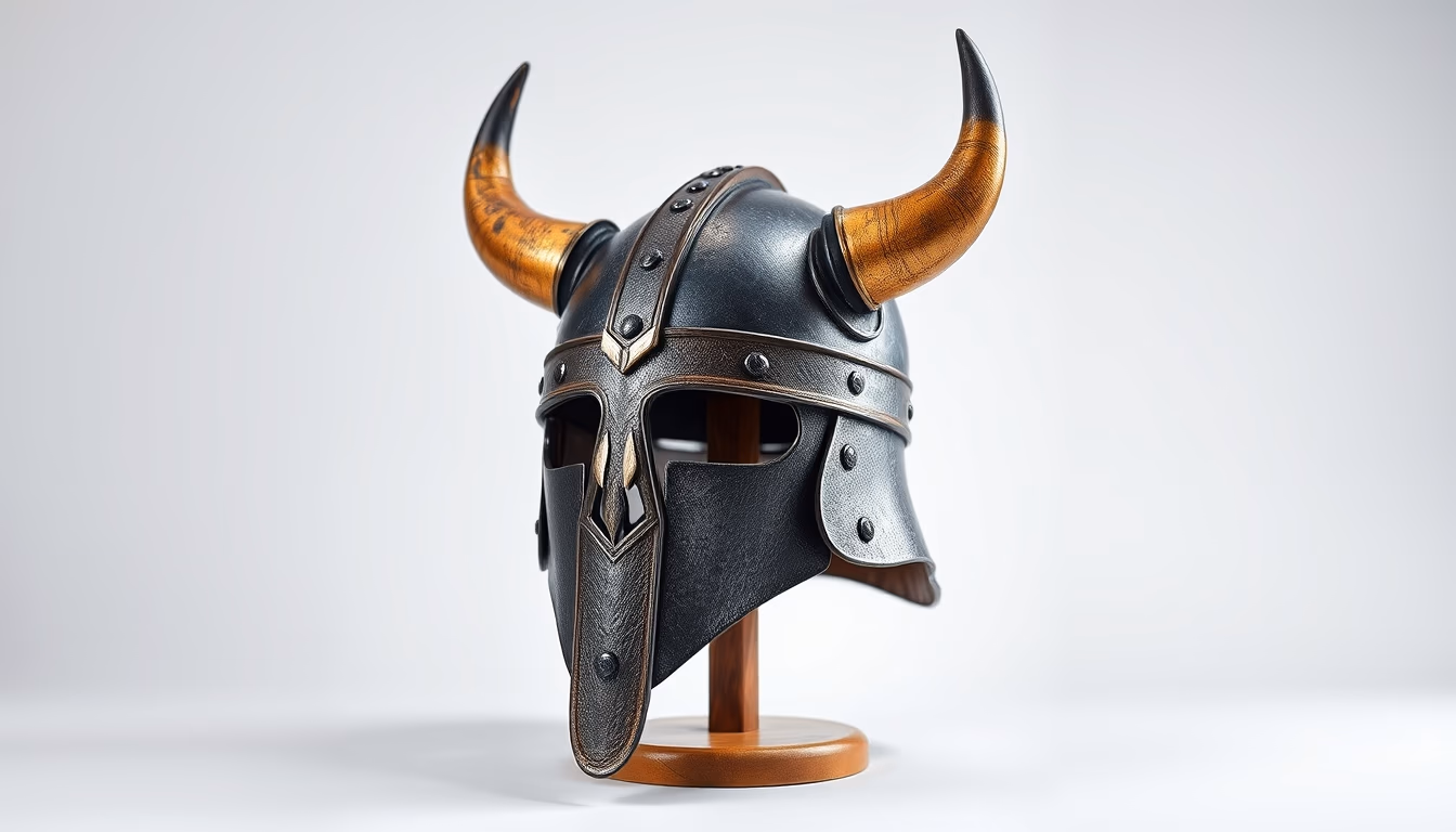 viking helmet replica in editorial style
