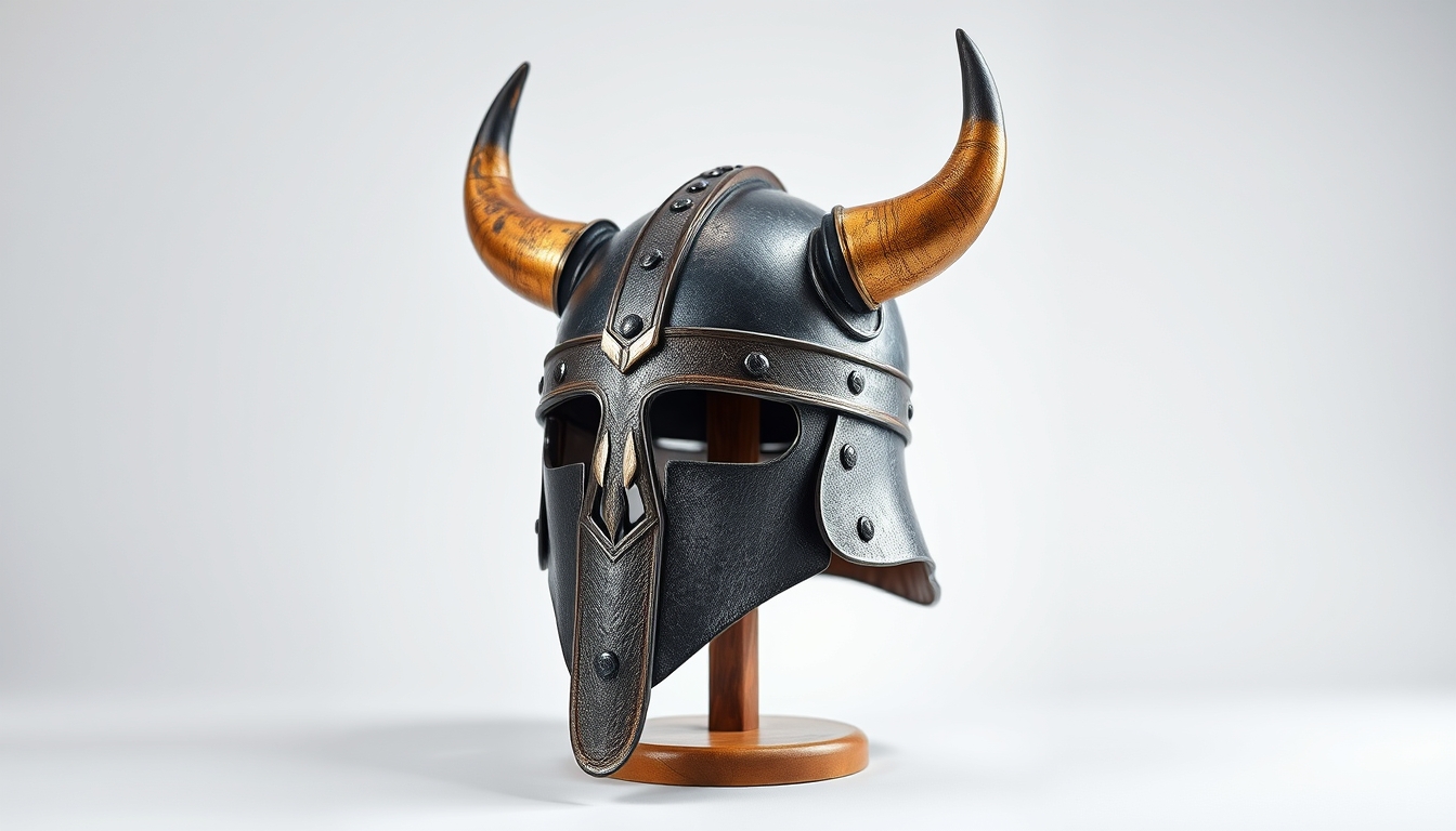 viking helmet replica in editorial style