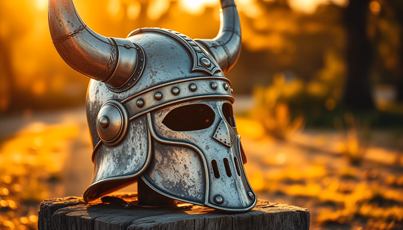 viking helmet replica in editorial style