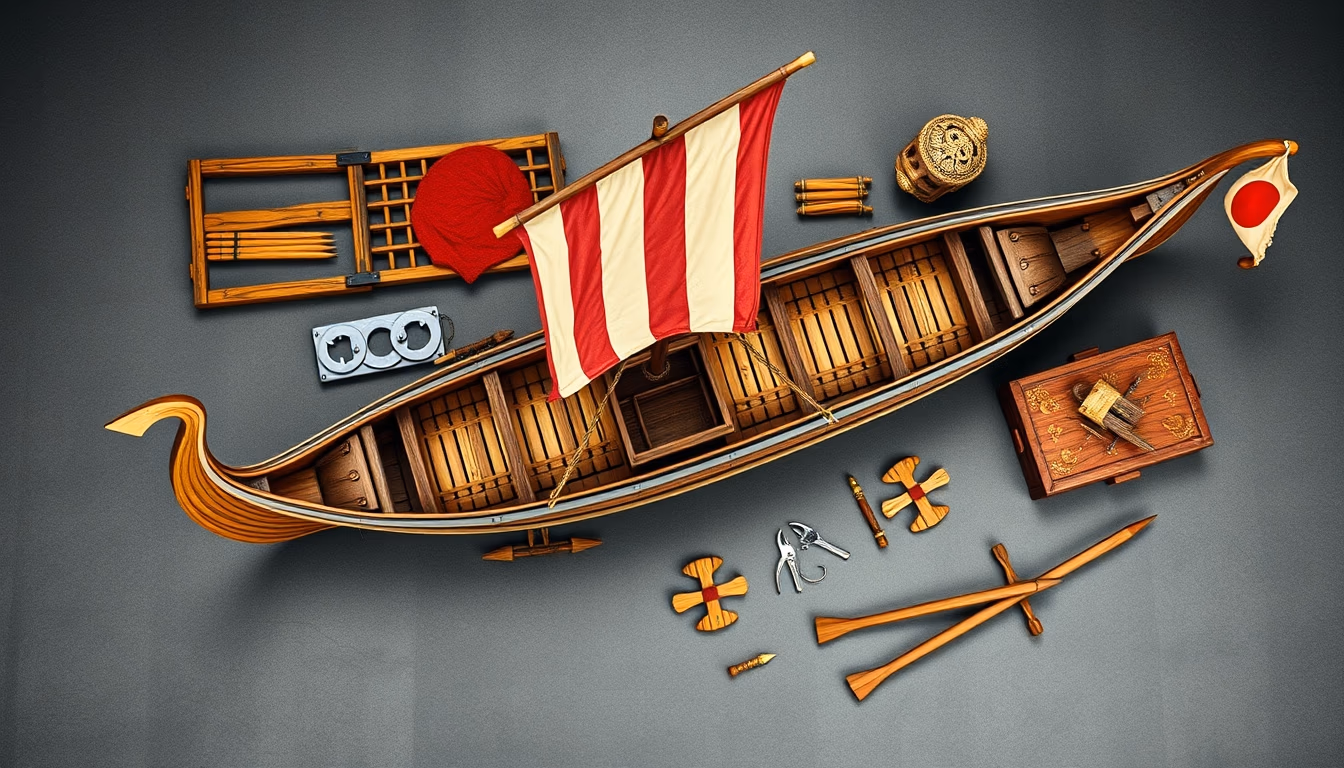viking longship replica in editorial style