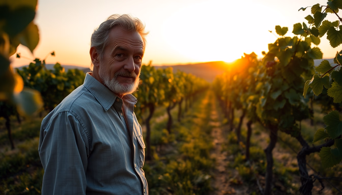 vineyard tuscany sunset in editorial style