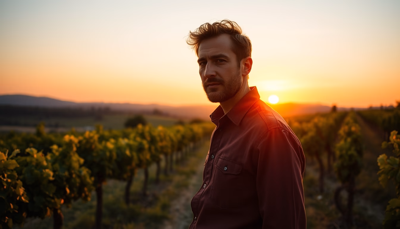 vineyard tuscany sunset in editorial style