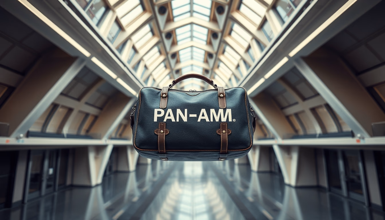 vintage flight bag pan am in editorial style