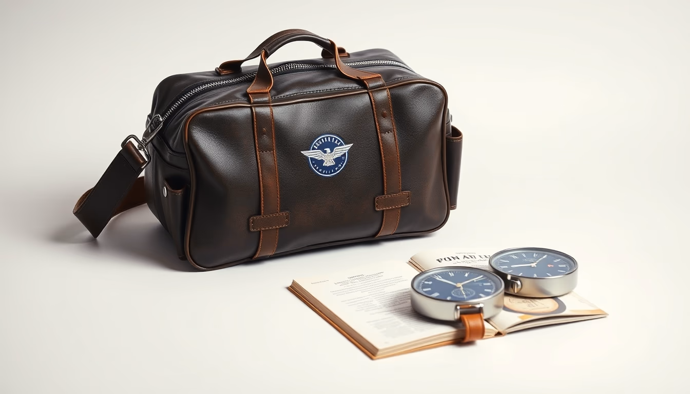 vintage flight bag pan am in editorial style