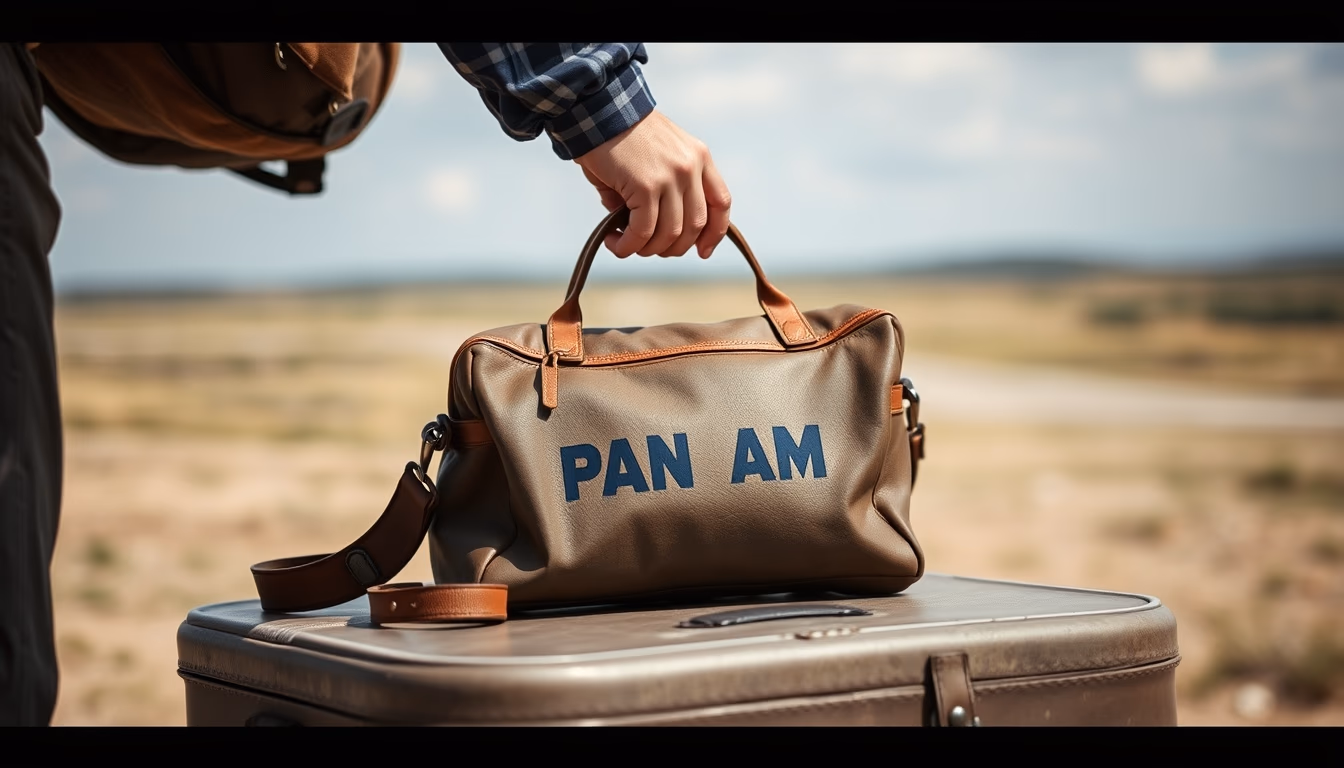 vintage flight bag pan am in editorial style