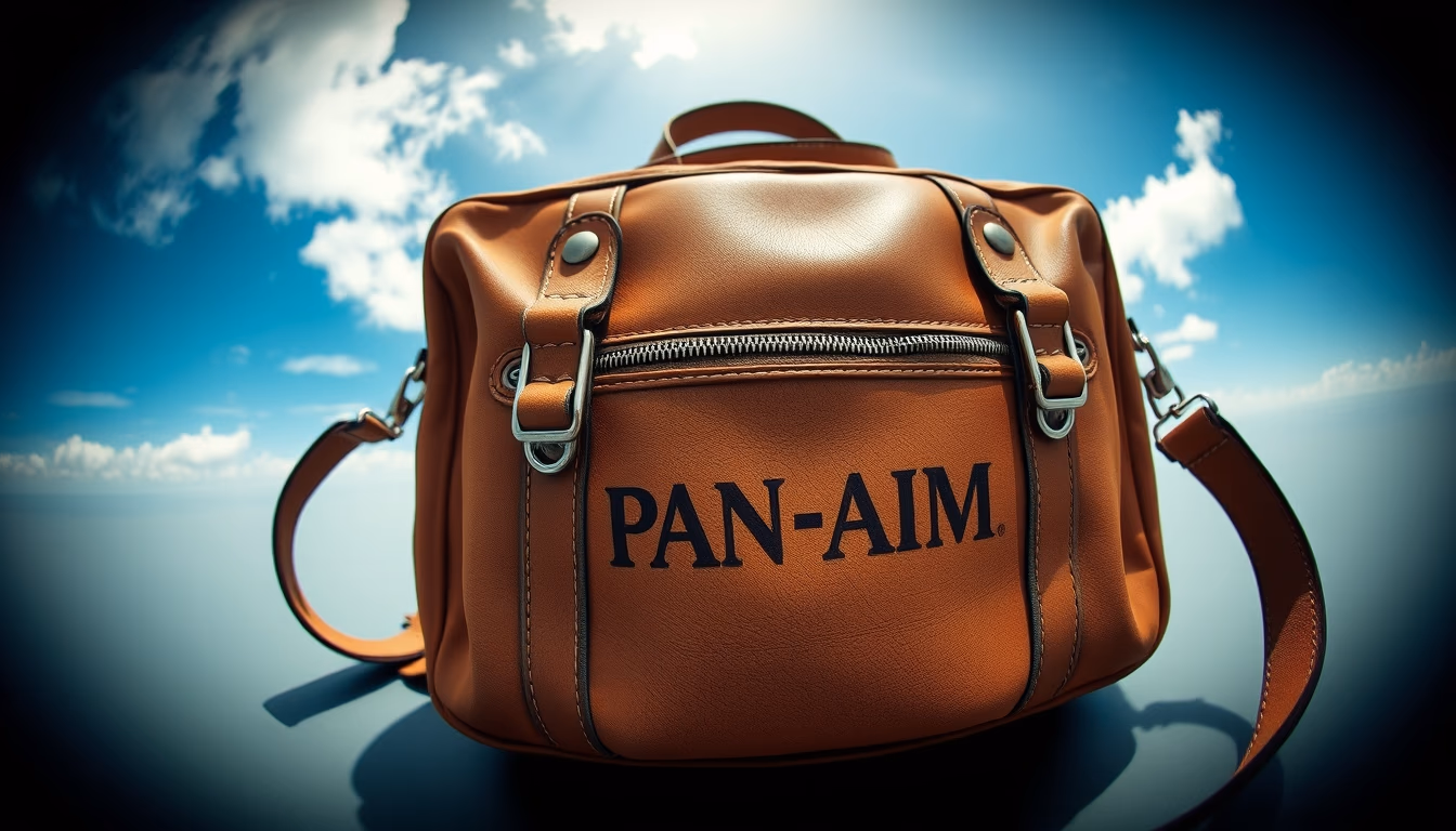 vintage flight bag pan am in editorial style