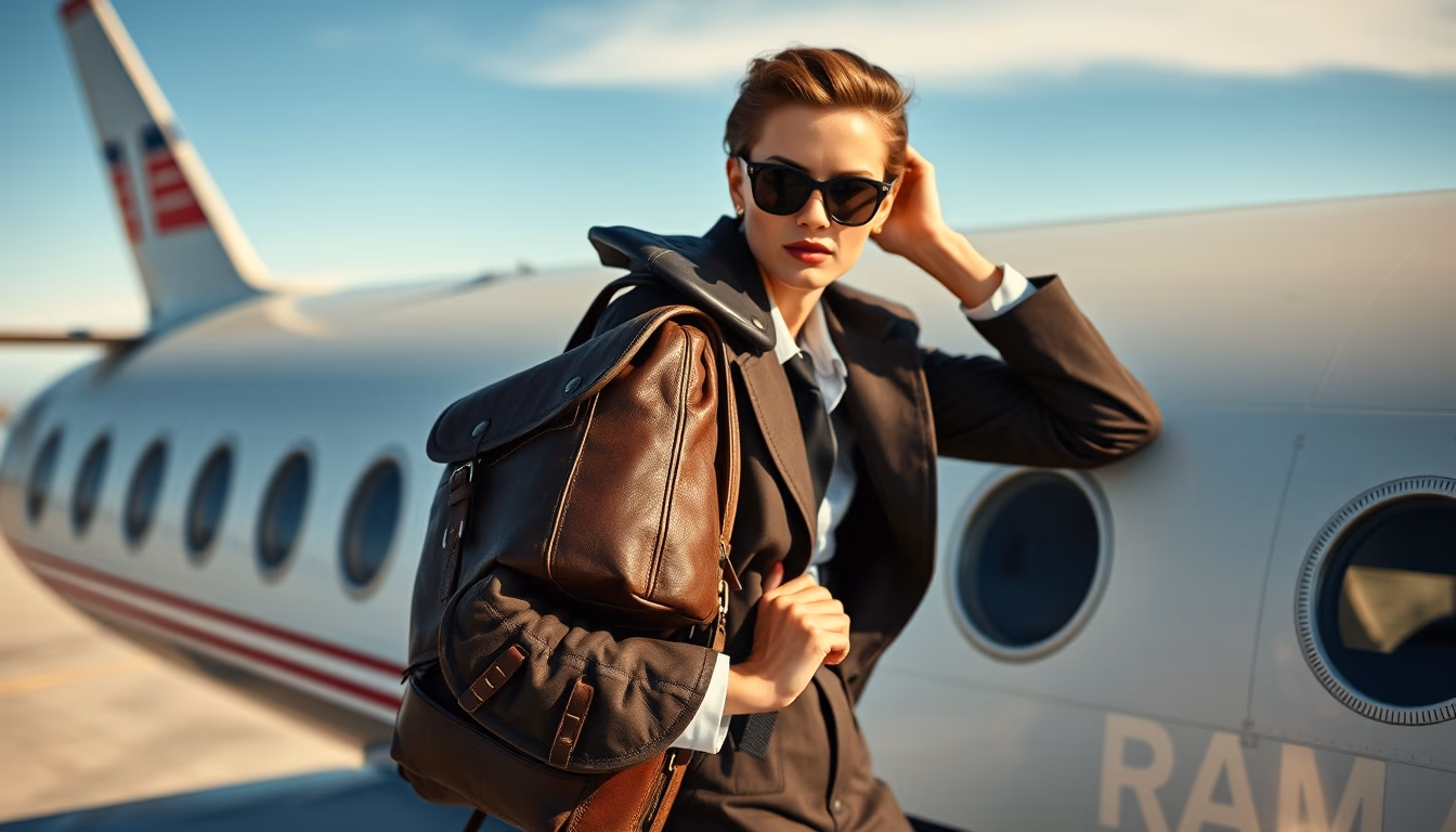 vintage flight bag pan am in editorial style