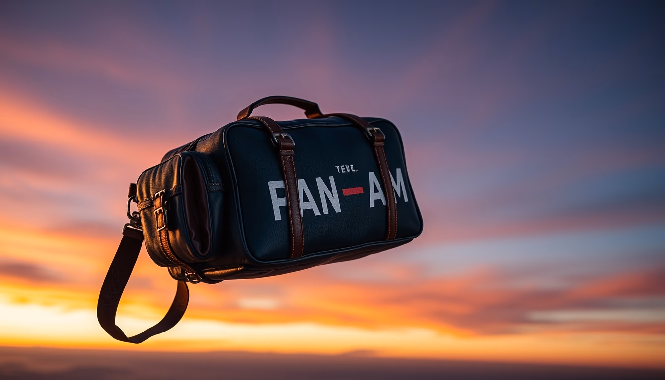 vintage flight bag pan am in editorial style
