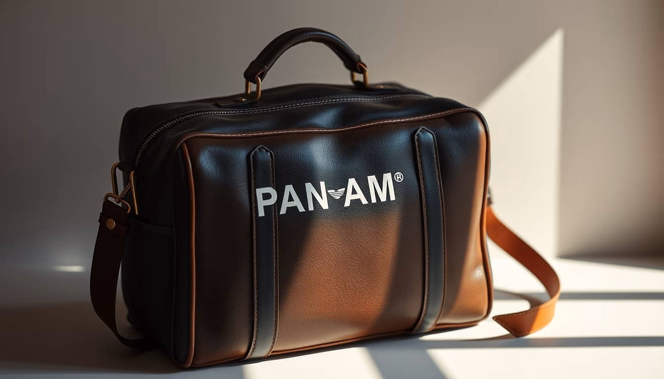 vintage flight bag pan am in editorial style