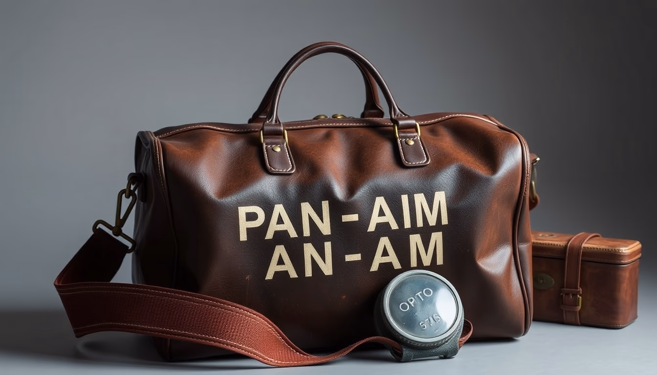 vintage flight bag pan am in editorial style