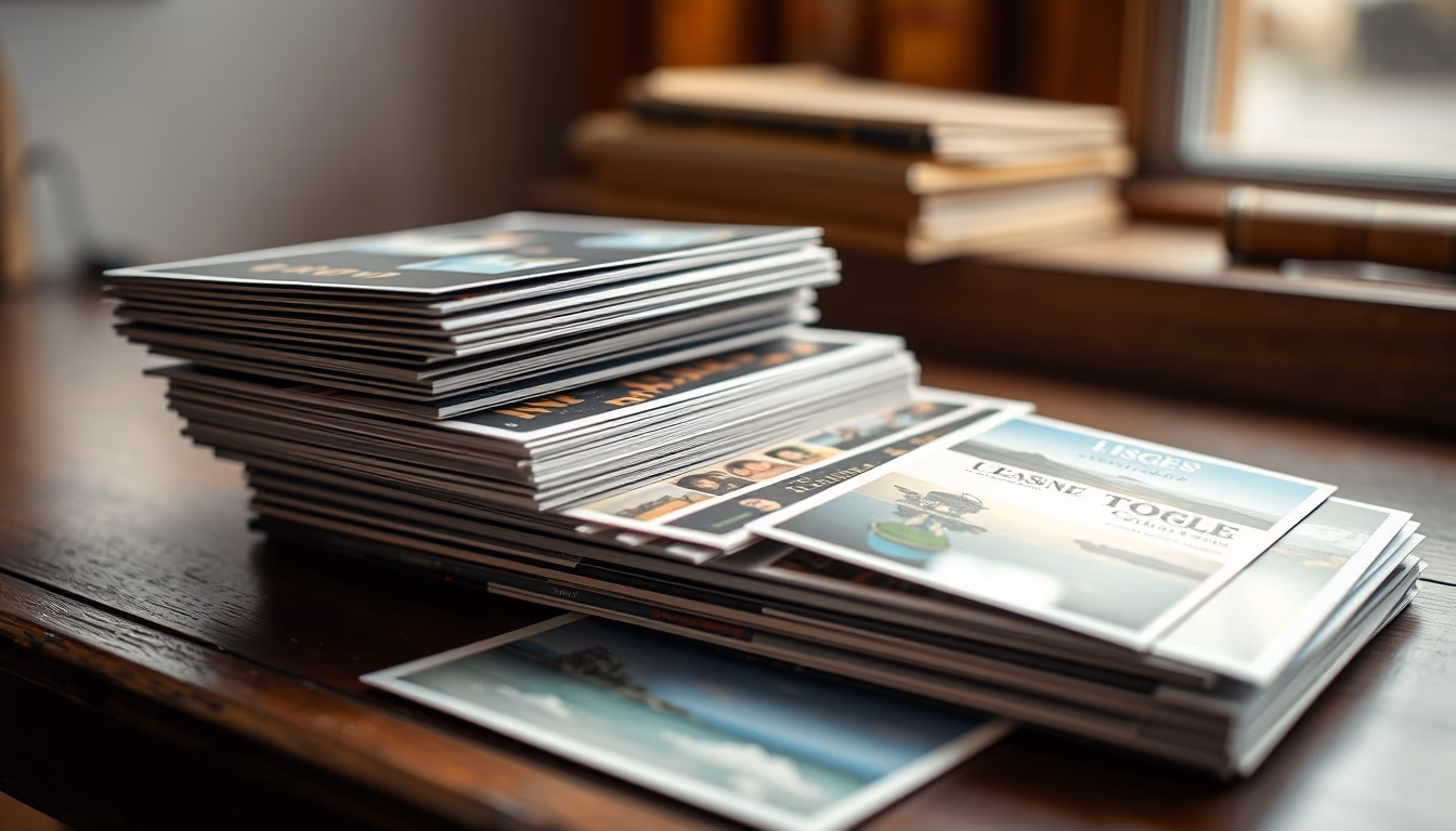 vintage postcards stack in editorial style