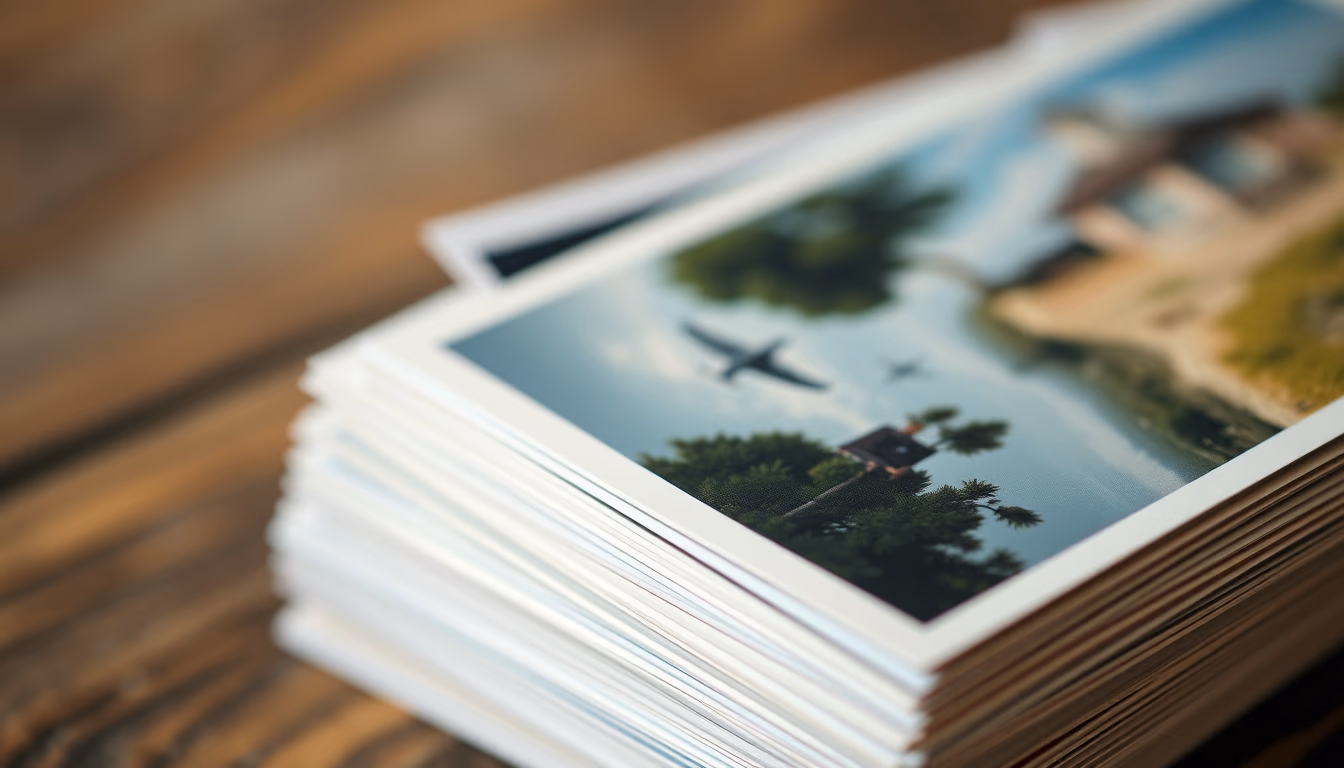 vintage postcards stack in editorial style