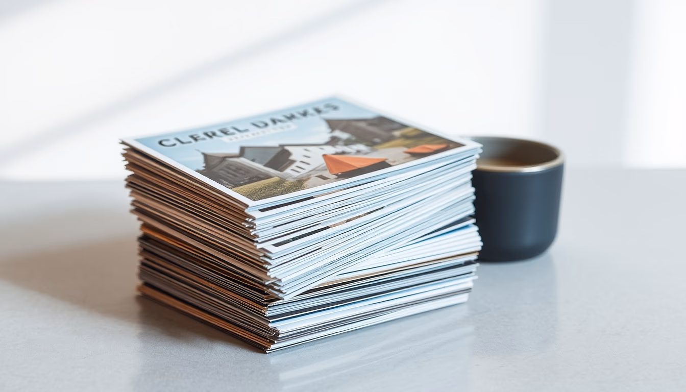 vintage postcards stack in editorial style