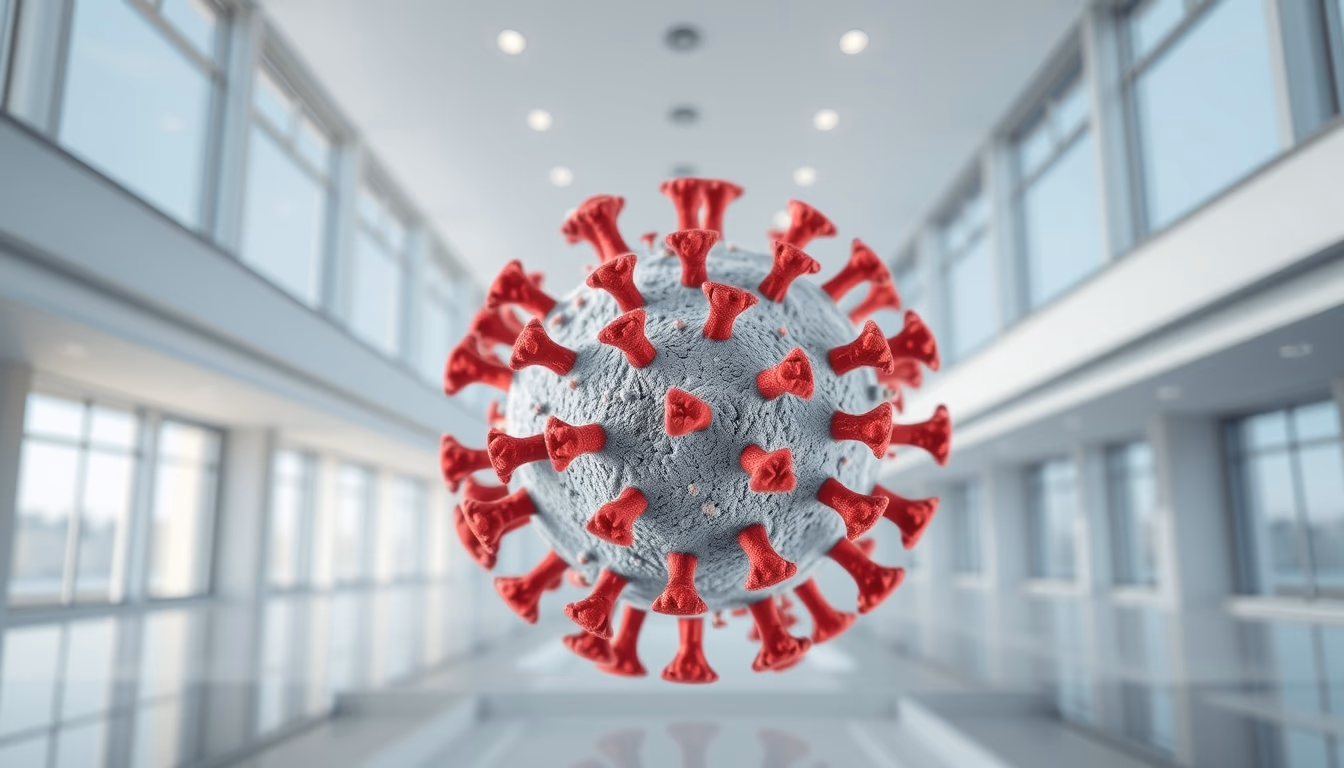 virus 3d render covid in editorial style