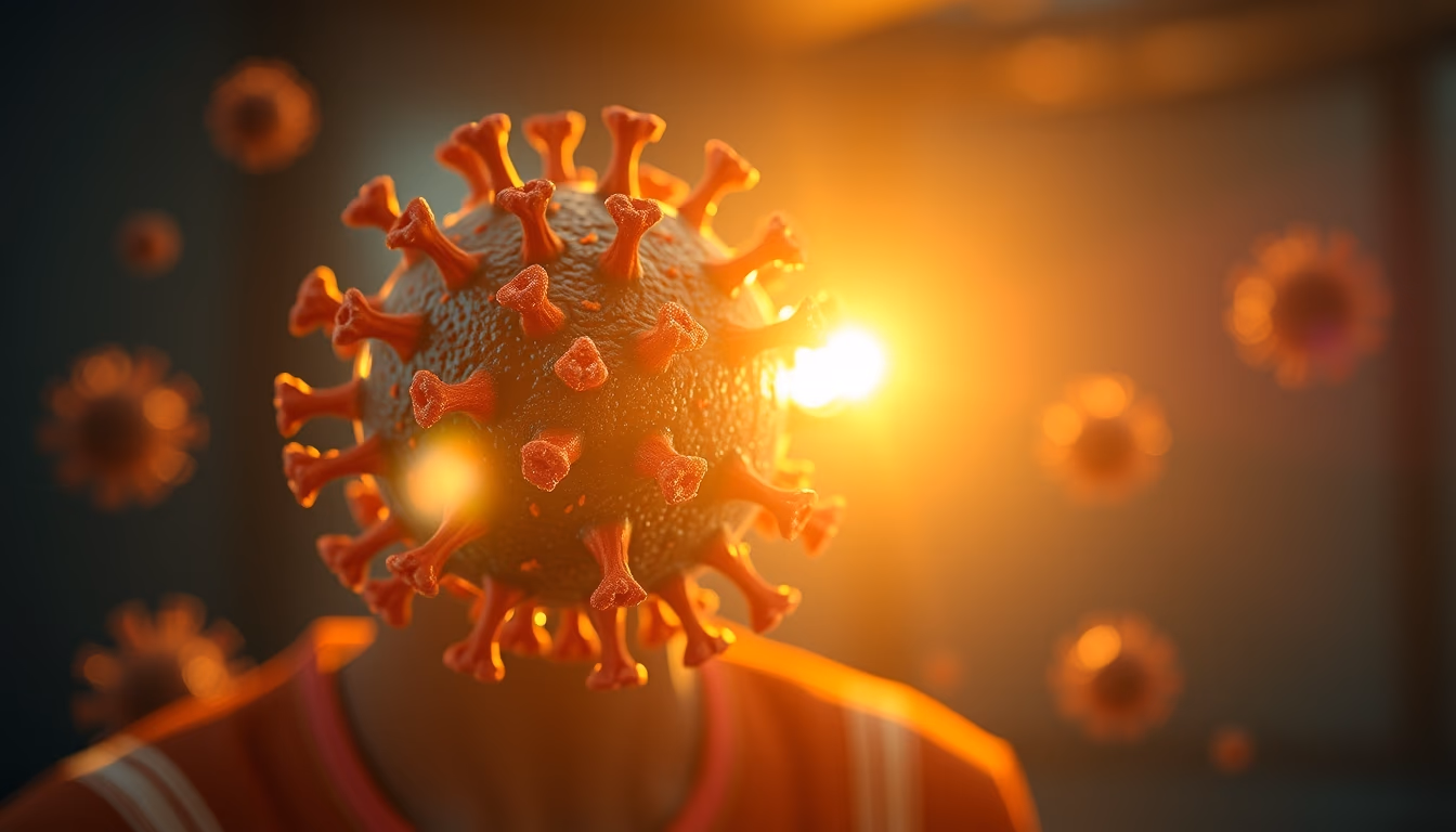 virus 3d render covid in editorial style
