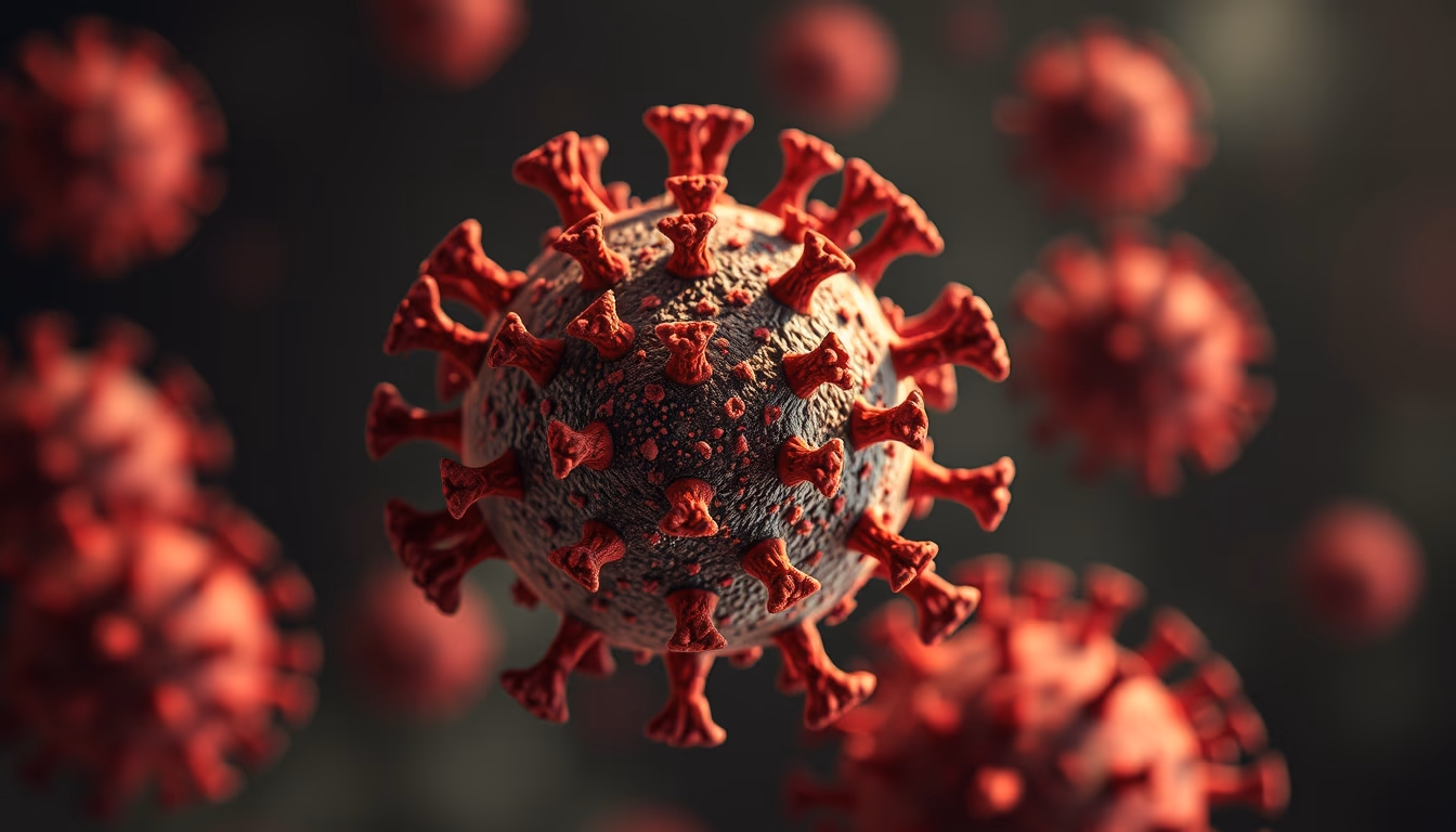 virus 3d render covid in editorial style