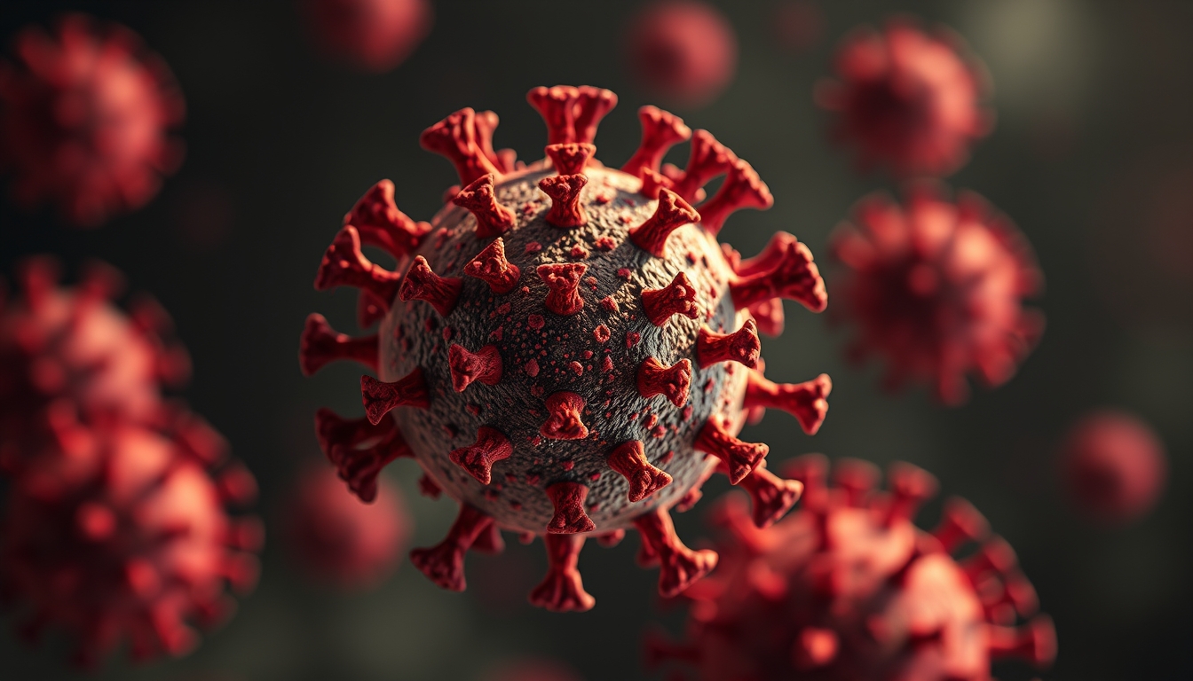 virus 3d render covid in editorial style