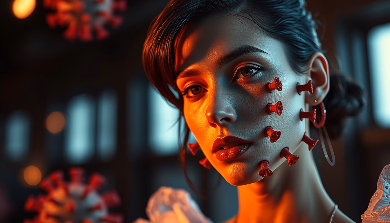 virus 3d render covid in editorial style