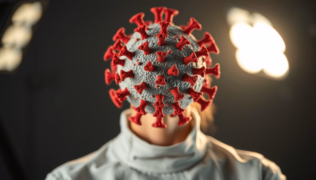 virus 3d render covid in editorial style