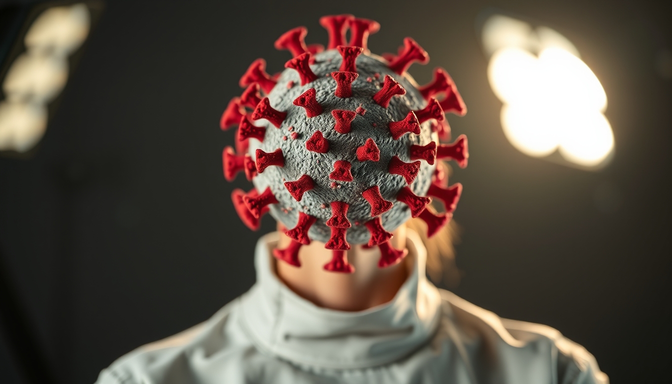 virus 3d render covid in editorial style