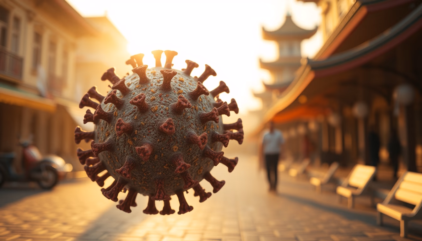 virus 3d render covid in editorial style