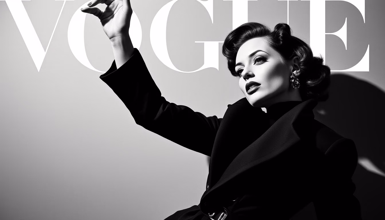 vogue 1950s cover in editorial style