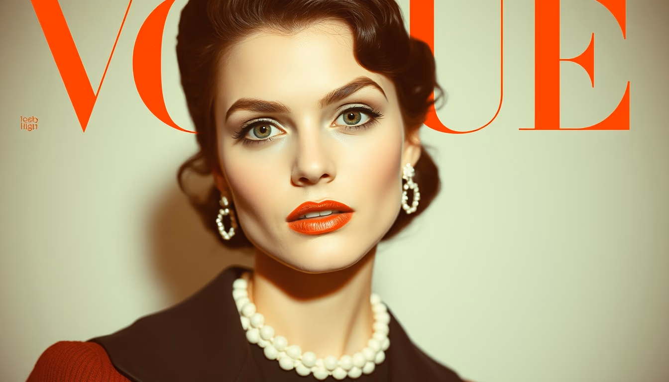 vogue 1950s cover in editorial style