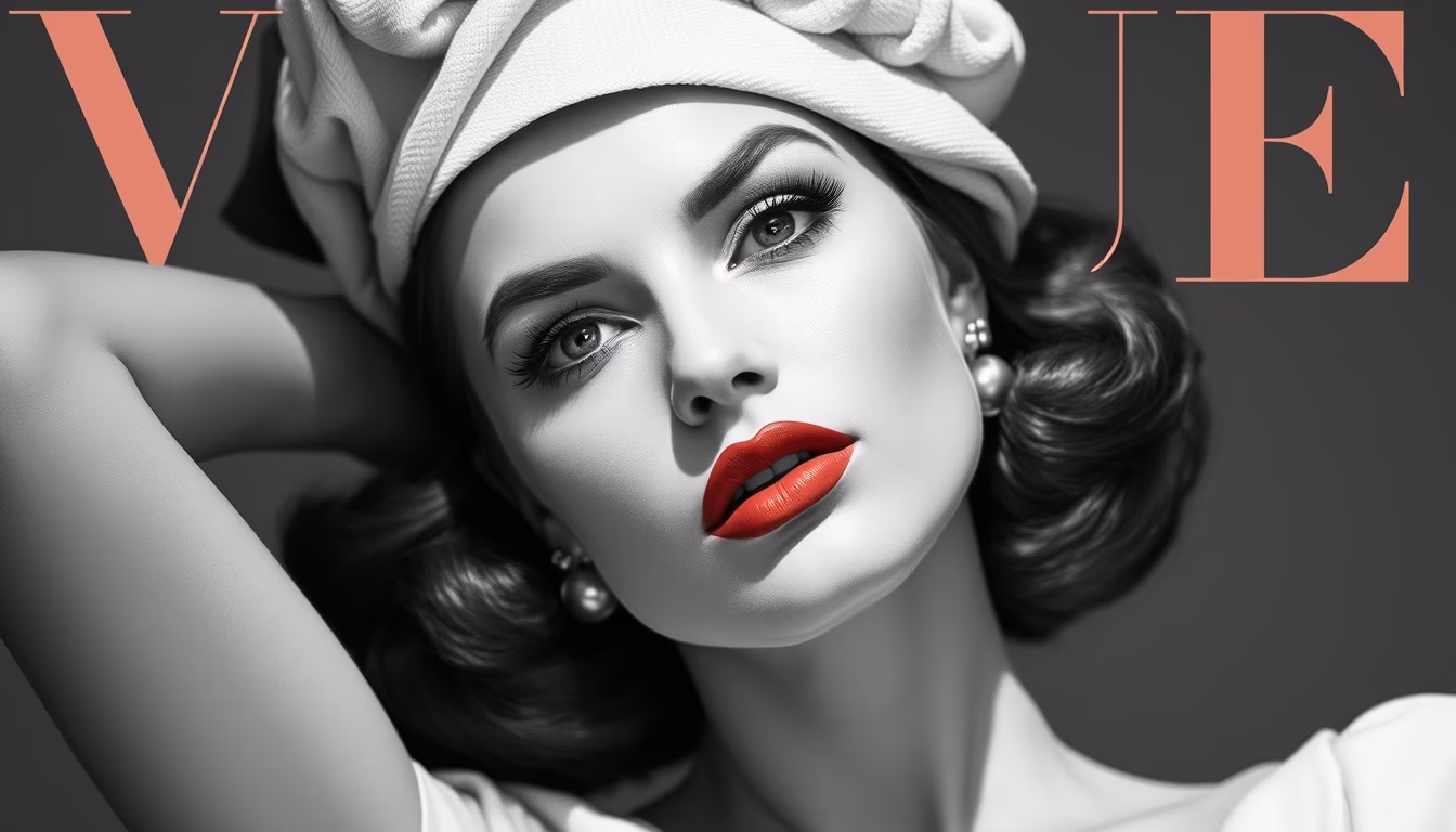 vogue 1950s cover in editorial style