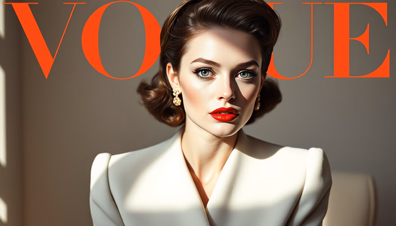 vogue 1950s cover in editorial style