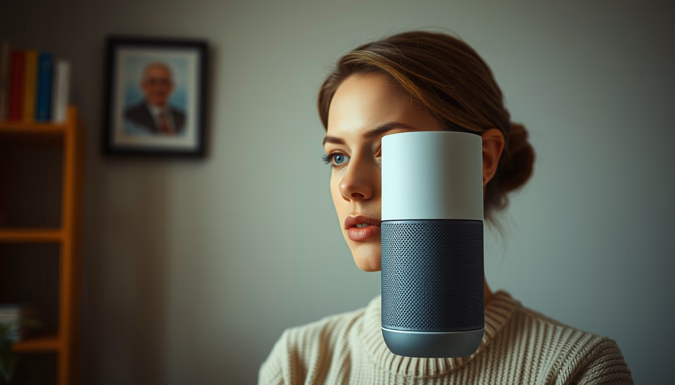 voice assistant speaker minimalist in editorial style