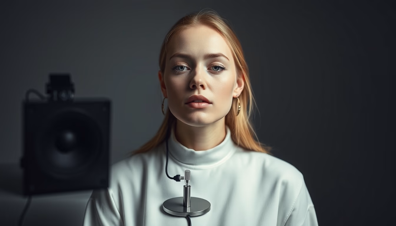 voice assistant speaker minimalist in editorial style