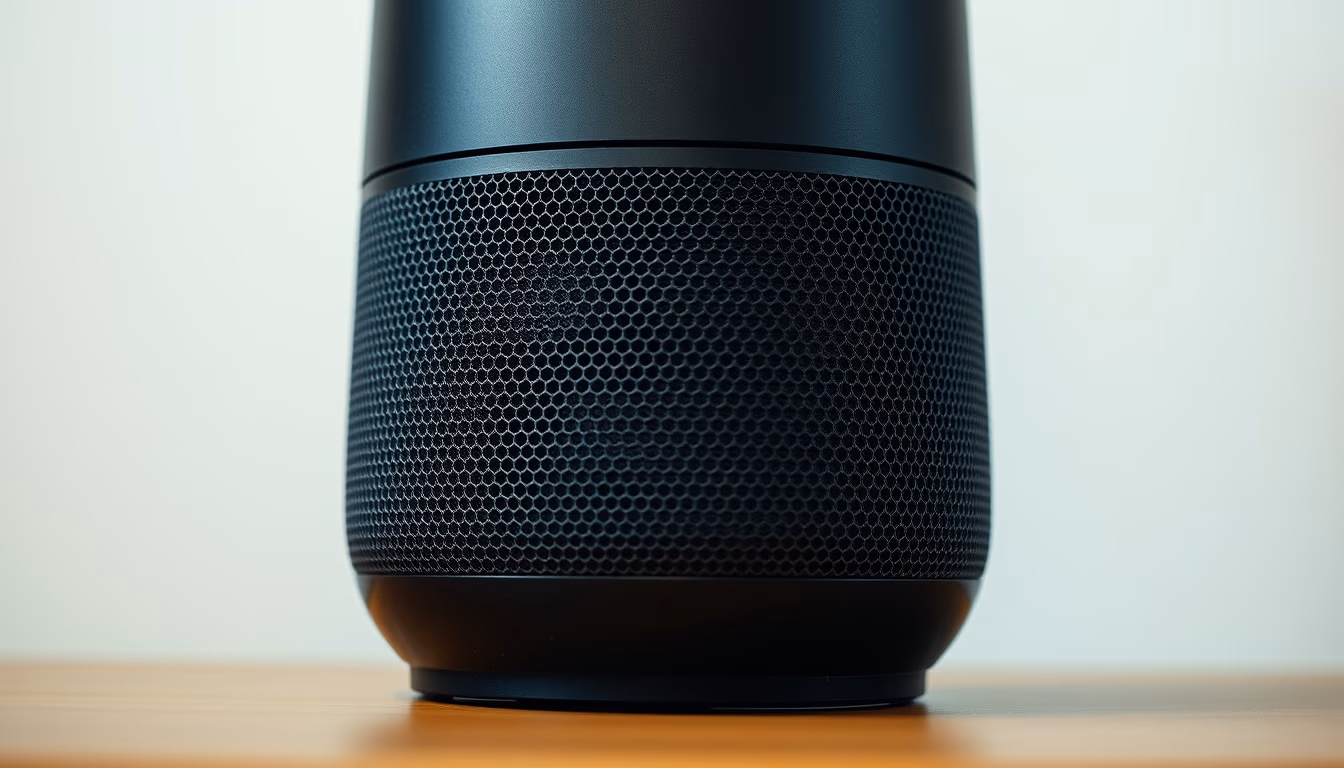 voice assistant speaker minimalist in editorial style