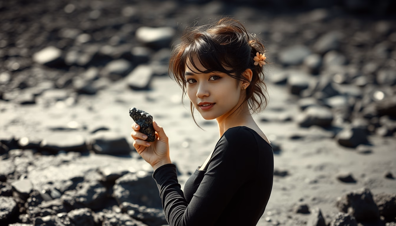 volcanic rock obsidian in editorial style